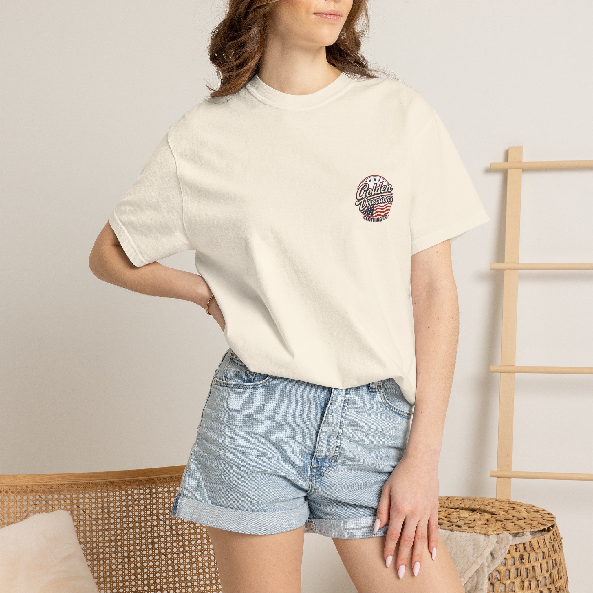 Golden Directions 250th Anniversary Tee — Retro Surf Dog USA 1776–2026