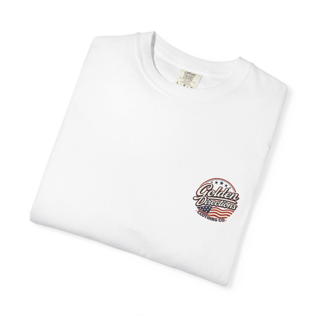 Golden Directions 250th Anniversary Tee — Retro Surf Dog USA 1776–2026