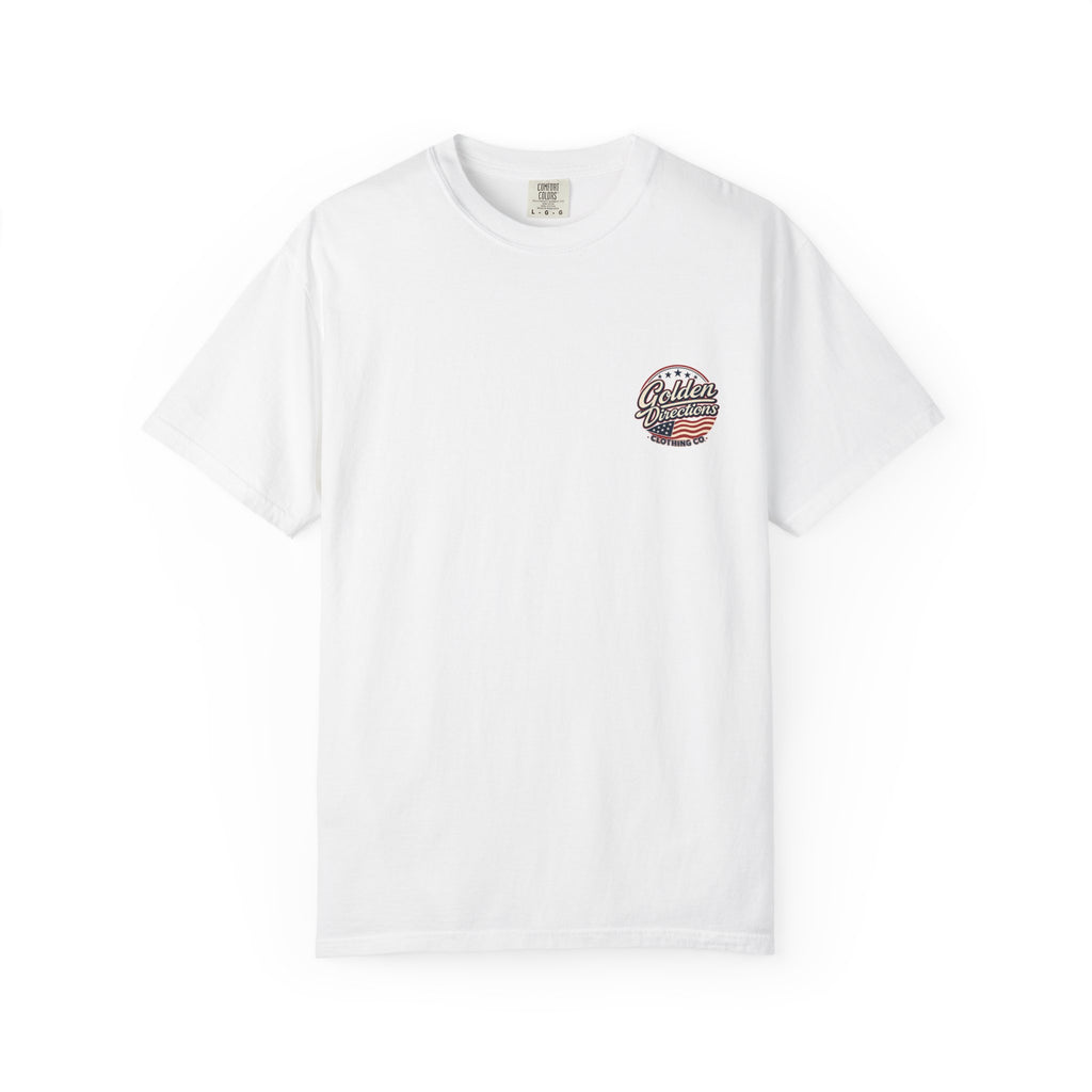 Golden Directions 250th Anniversary Tee — Retro Surf Dog USA 1776–2026