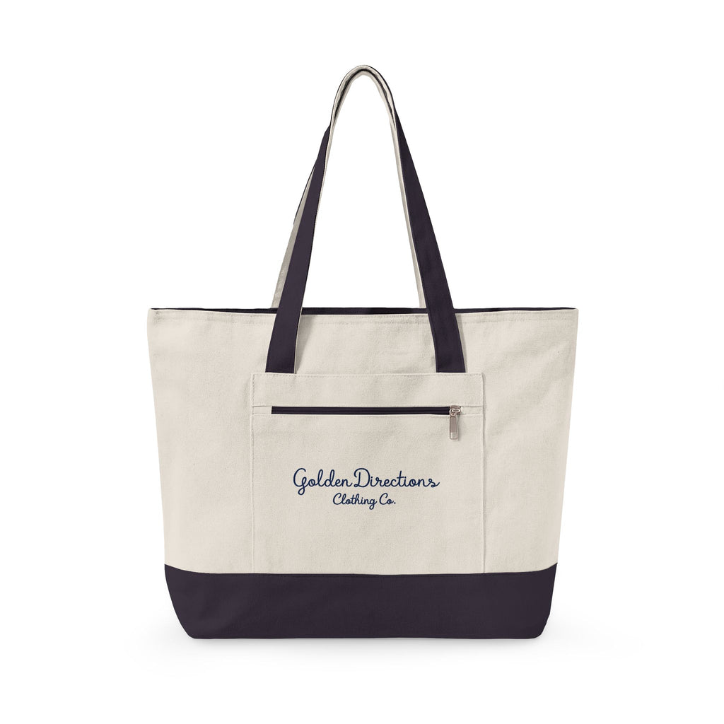 Canvas Zipper Tote Bag — Durable Beach & Market Tote with Front Zip Pocket