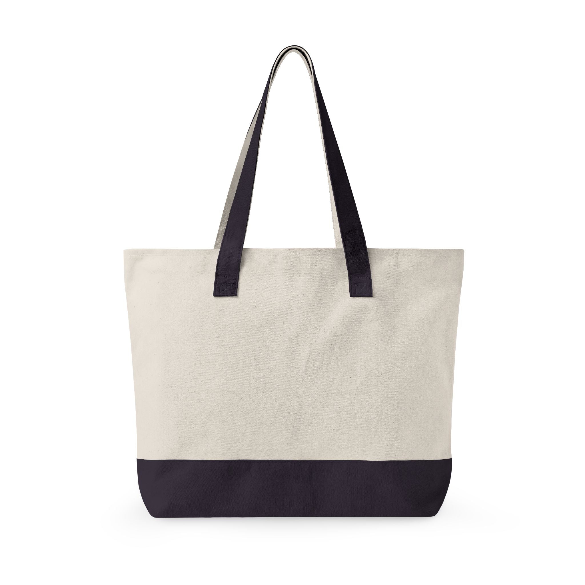 Canvas Zipper Tote Bag — Durable Beach & Market Tote with Front Zip Pocket